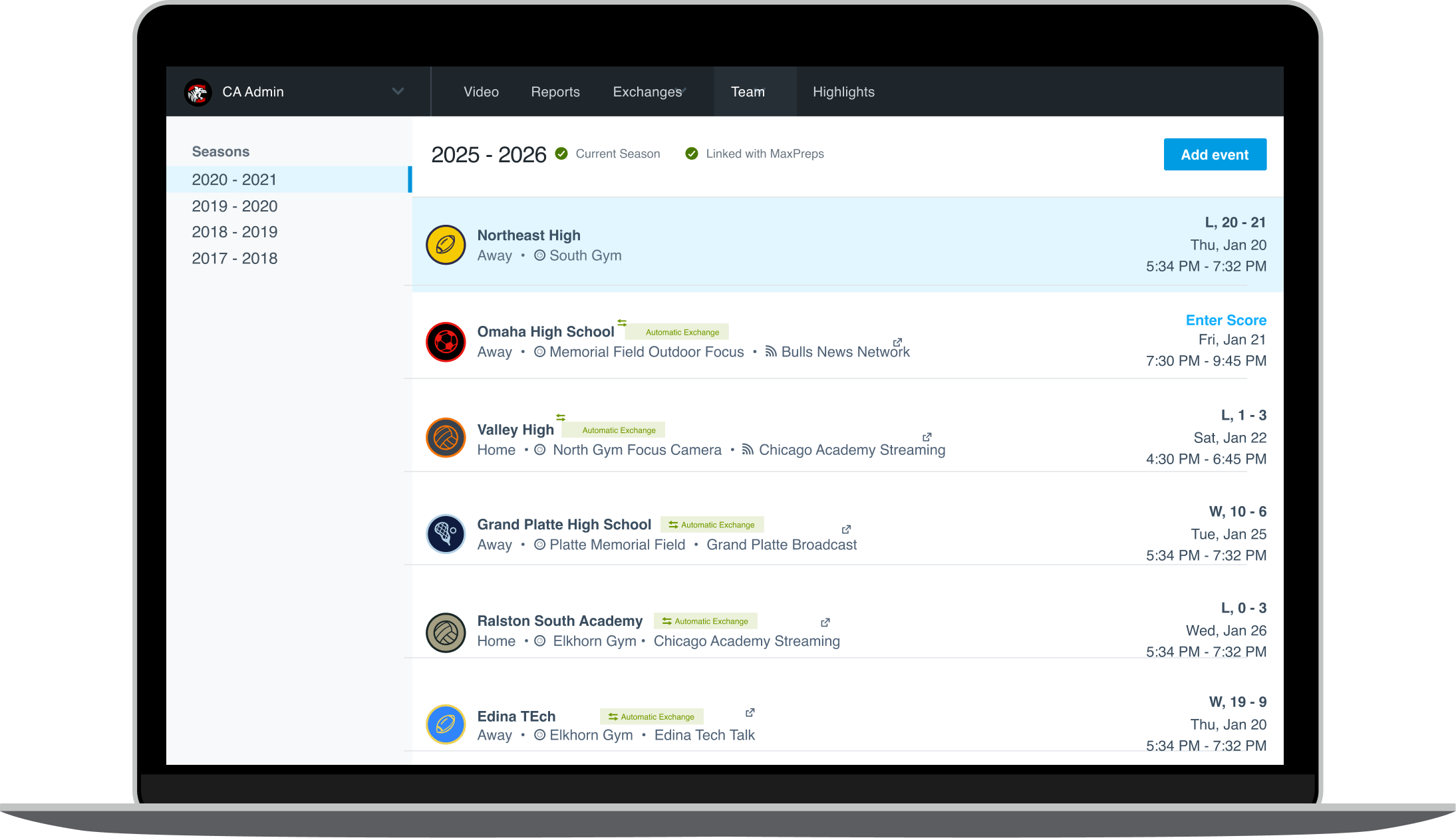 Video exchange feature