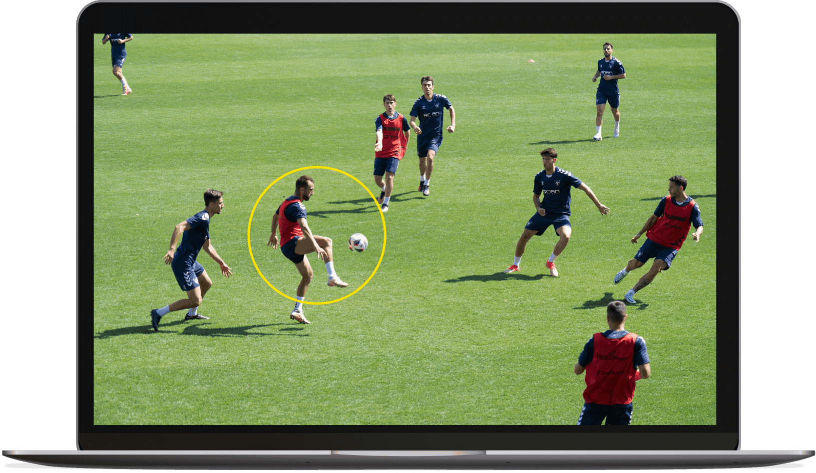 football game on laptop